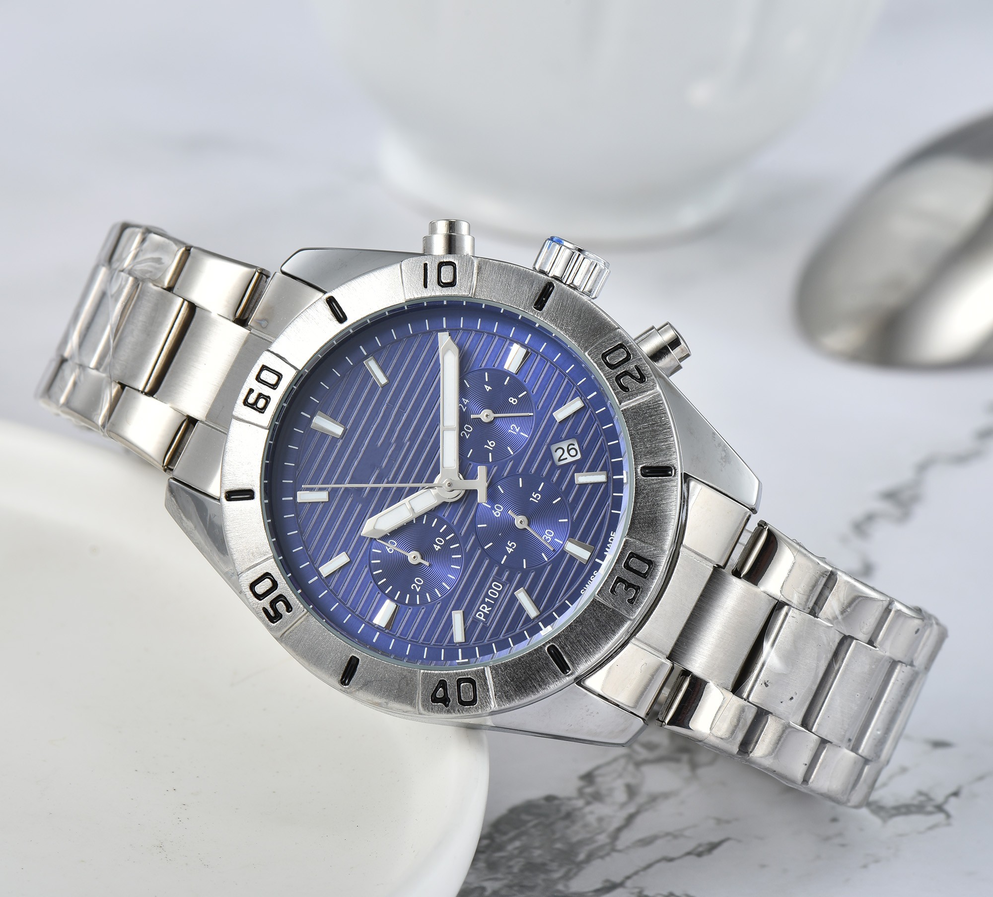 

2022 new top luxury all stainless steel three eye six pin men's watch multi-function leisure business quartz watch reloj uhren