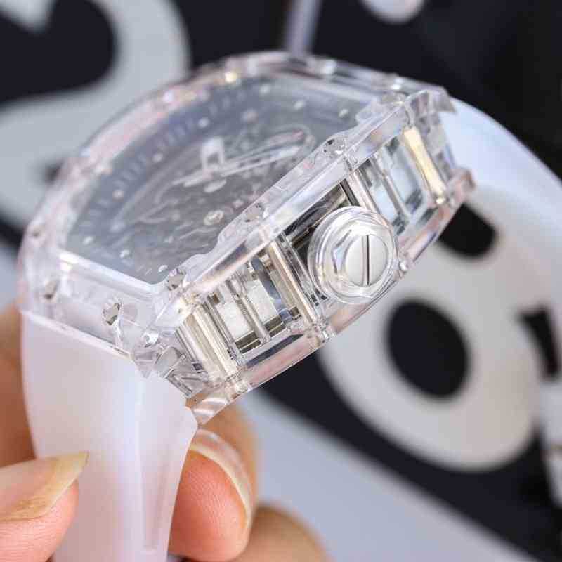 

Luxury Mens Mechanical Watch Transparent Crystal Machinery Has Unique Personality and Full Hollowed Out Design Wristwatch Swiss Movement Watches, Black
