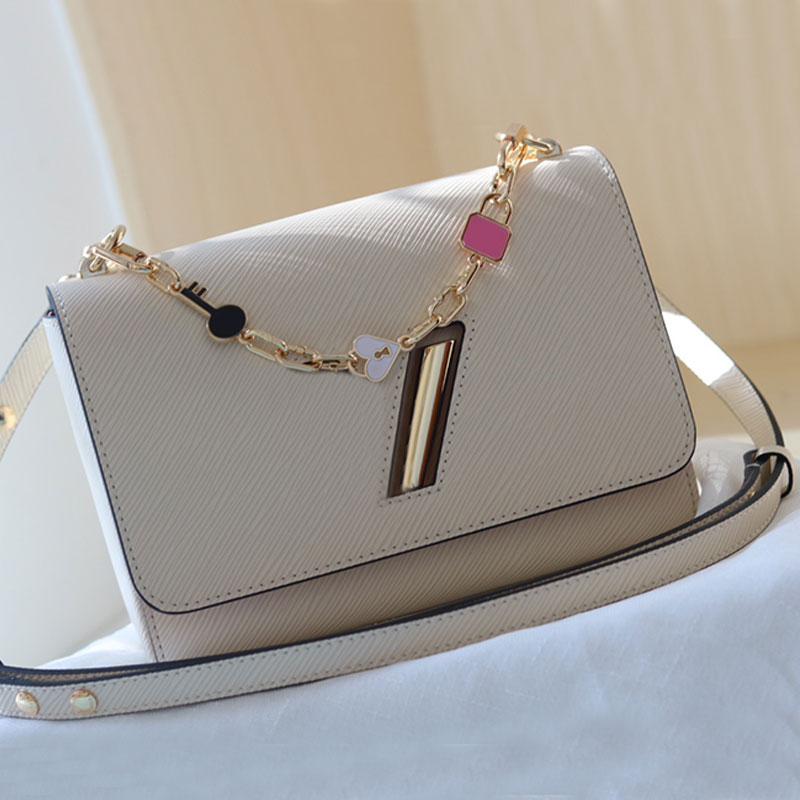 

Women Crossbody Bag Handbag Plain Shoulder Bags Flap Messenger Purse Fashion Gold Metal Twist Lock Removable Shoulder Strap Grain Leather Lady Clutch