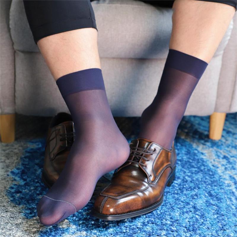 

Men's Socks Men Tube Short Elastic Ultra-Thin Business Dress Silky Silk Stockings Exotic Formal Wear Suit Transparent Breathable, Black