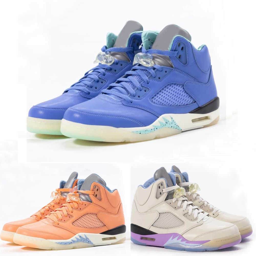 

Designer Shoes DJ Khaled x 5 We The Bests Men Outdoor 5s white Purple Orange Blue University Basketball Sports Sneakers, All with original logo