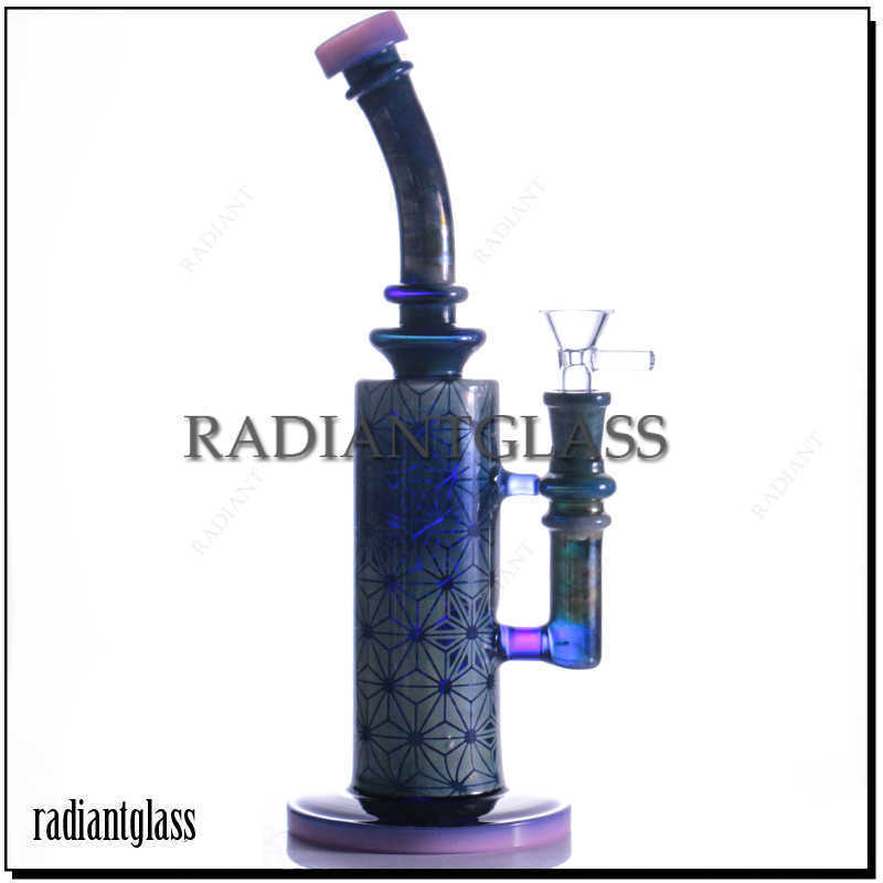 

Hookahs 11inch Glass Bong floral designs frosty Bongs 5mm thick smoking water pipe with 14mm male bowl