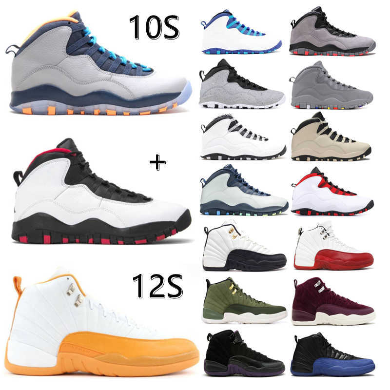 

2022 Top Fashion Men Basketball Shoes 10s 12s Flu Game Twist Stone Blue 10 12 Mens Trainers Outdoor Sports Sneakers, Box