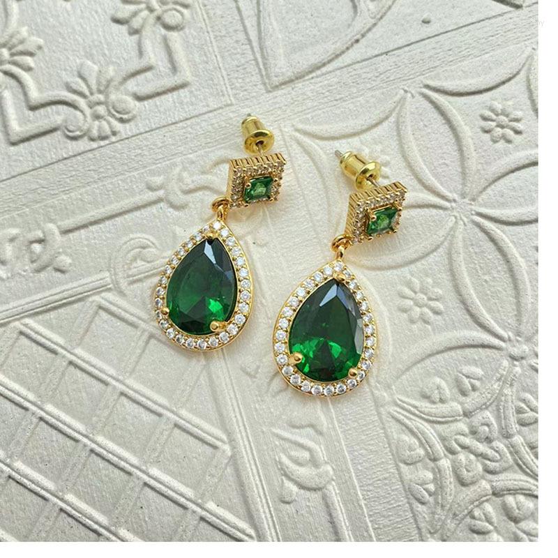 

Stud Earrings Gold-plated Copper High-quality Drop-shaped Micro-inlaid With Temperament Elegant Fashion Noble Trend.
