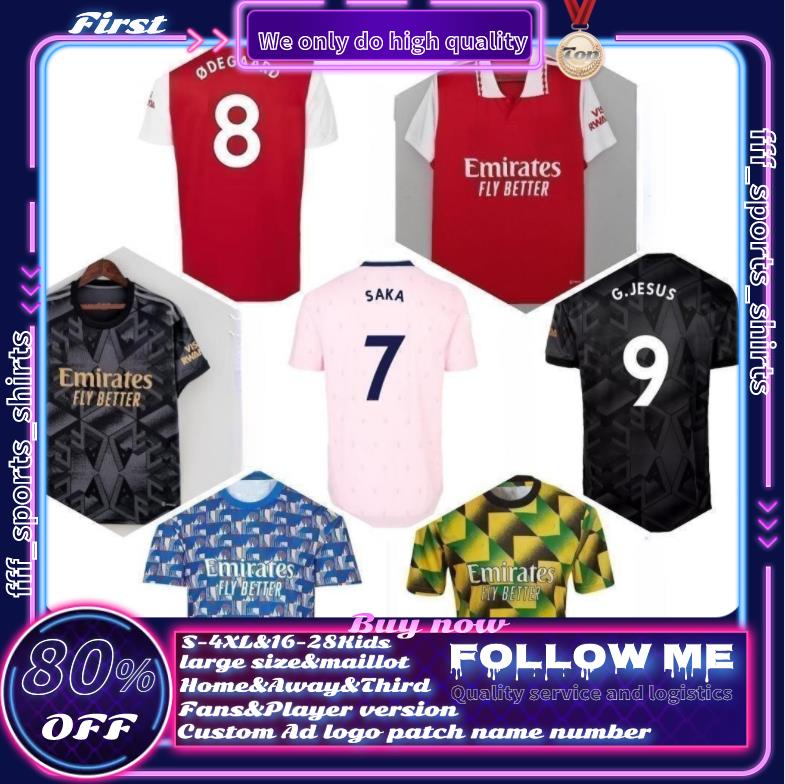 

22 23 Asenals soccer jerseys G. JESUS football shirts SMITH ROWE PEPE SAKA ODEGAARD THOMAS MARTINELLI TIERNEY fans player men kids suit Arsen Jersey maillot XXXL 4XL, 22/23 home player +epl
