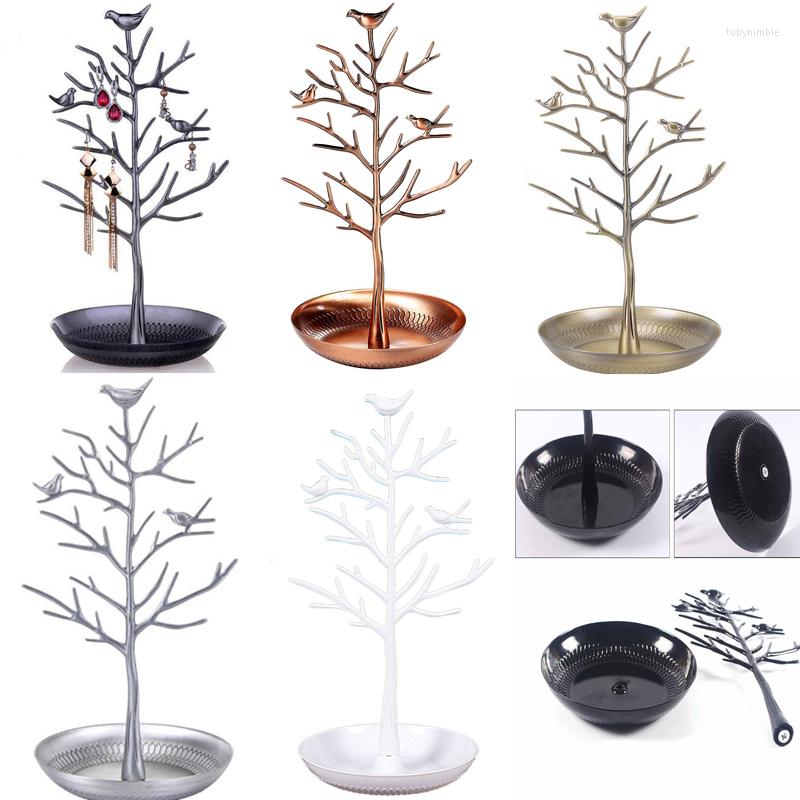 

Jewelry Pouches Multi Colors Bird Tree Earrings Ring Stand Etagere Showcase Watch Display Organizer Holder Show Rack Packaging