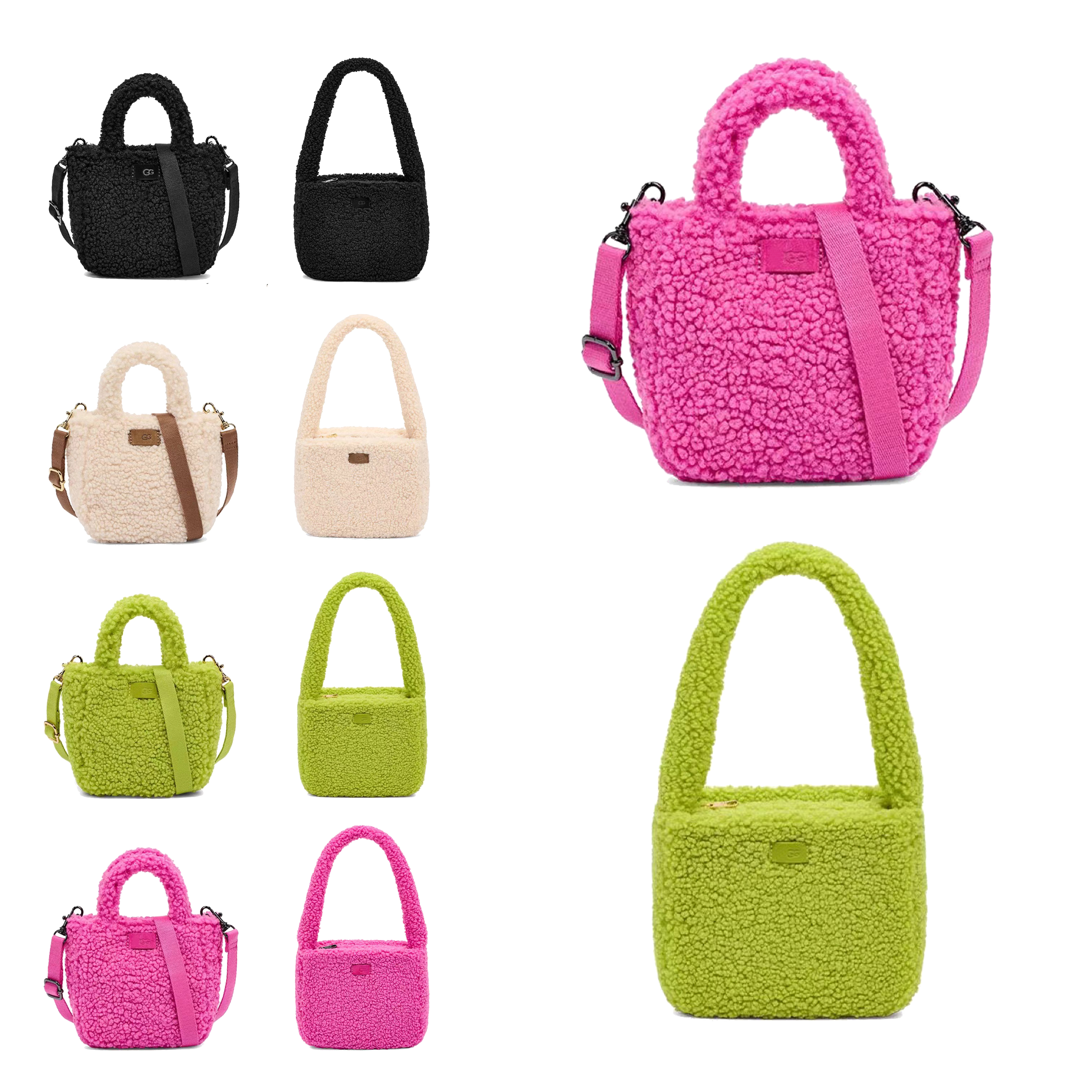 

22 new products Adeline Sherpa shoulder bag Womens mens handbag Luxury Designer fashion Lambswool clutch teddy Malibel Mini strap top handle Crossbody tote bags, 2-green