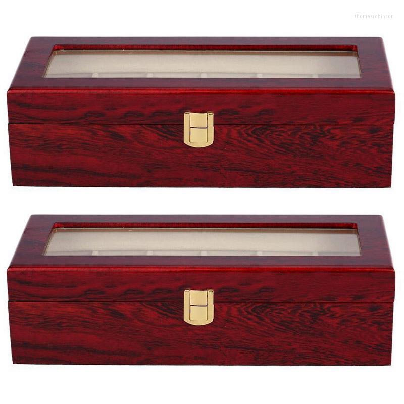 

Watch Boxes 2X 6 Wood Display Case Box Glass Top Jewelry Storage Organizer Gift Men
