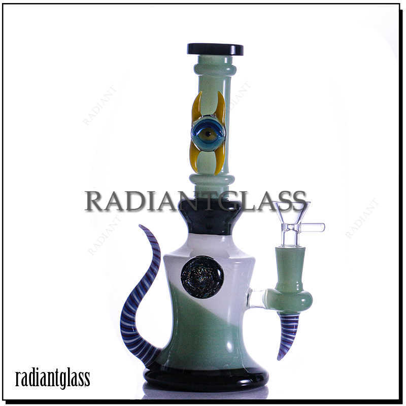 

Hookahs 9inch Glass Bong 3D-Eye and Corn Mini Bongs 5mm thick smoking water pipe with 14mm male bowl