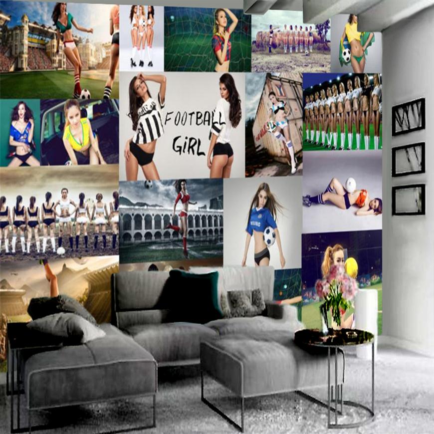 

3d Character Mural Wallpaper Sexy Football Girl 3D Wallpaper Digital Printing HD Decorative Beautiful Wallpaper254y, As shown