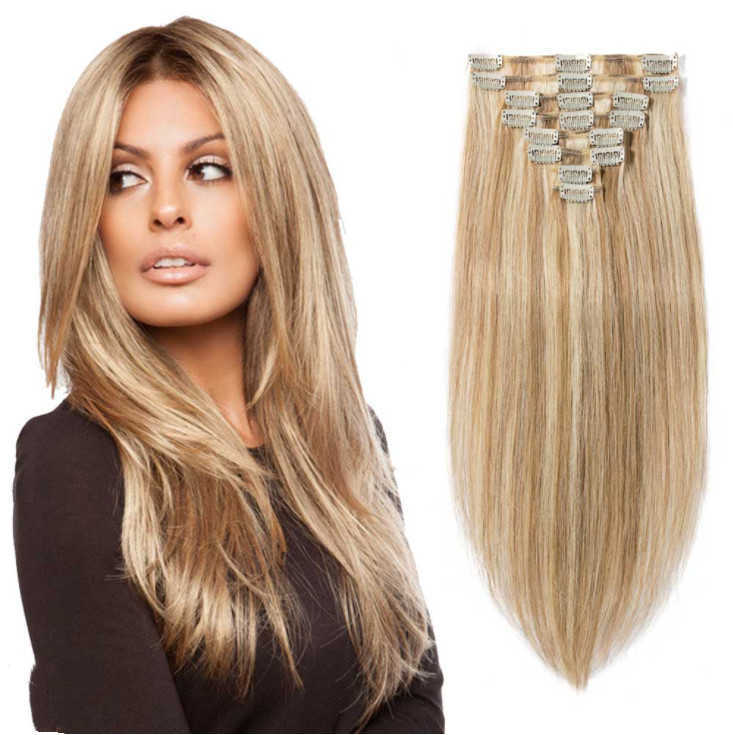 

Hair Lace Wigs Real Female Long Straight Wig Eight Piece Set 18 Card Human Hair Patch, P12/613