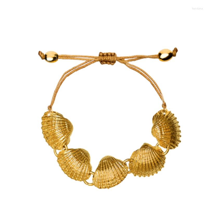 

Charm Bracelets Friendship For Women Gold Color Fan Scallop Shell Bracelet Manchette Femme Bangles Friend Boho Arm Accessories