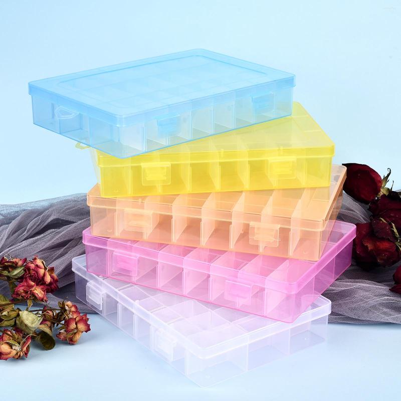 

Jewelry Pouches 19x13x3.6cm DIY Organizer Storage Beads Box 24 Slot Plastic Adjustable Tool Bins Boxes