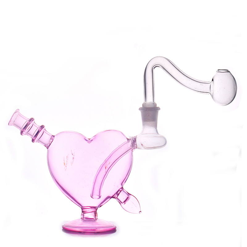 

Wholesale Glass Oil Burner Bong Heart Shape Love Pink Ash Catcher Bong Portable Recycler Smoking Water Pipe Wirh 10mm Joint Glass Oil Burner Pipes Dhl Free