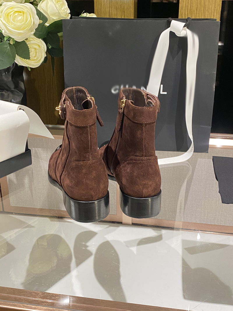 

2023 middle age series rain boots booties vintage women Martin boot leather chain decoration flat bottom retro rainboots waterproof net red same paragraph -L111, Picture color