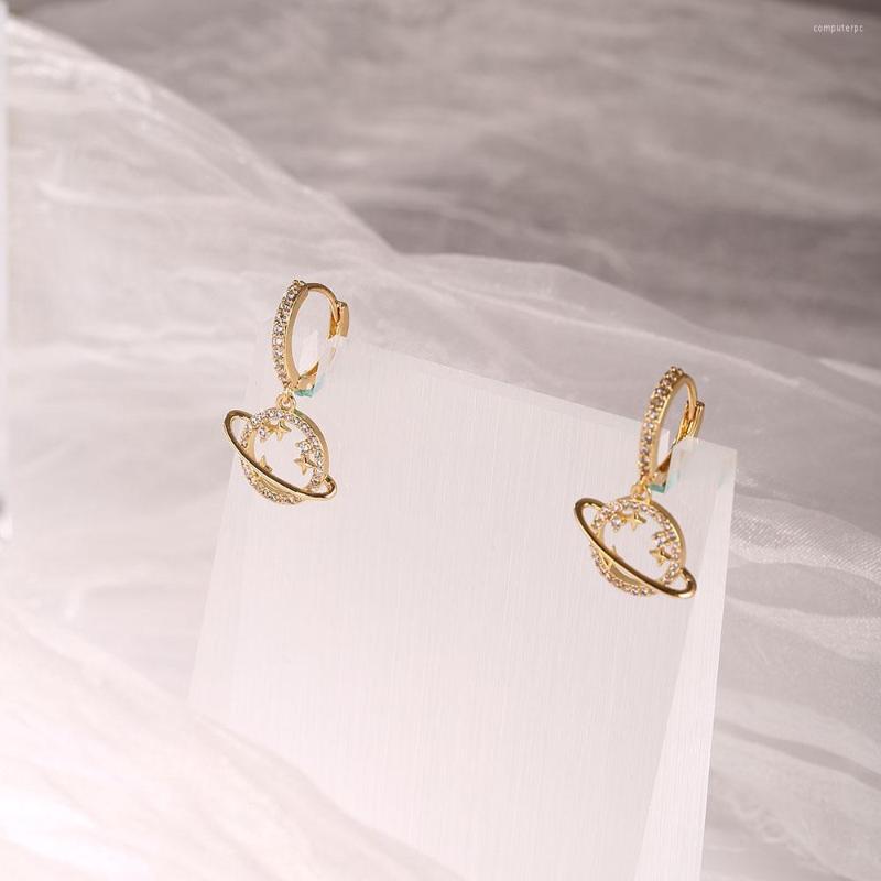 

Hoop Earrings Design Copper Alloy Diamond-Studded Star Planetary Female Fashion Trend Personality Jewelry Girls Birthday Gifts
