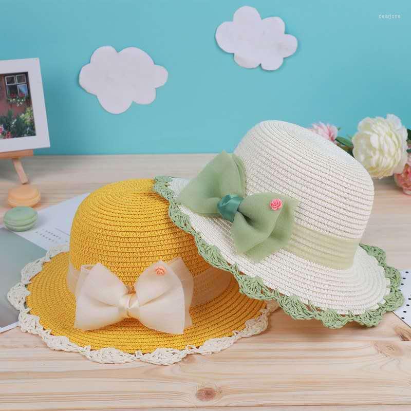 

Hats Summer Child Girl Sun Protection Hat Little Beach Princess Bucket Korean Fashion, Pinkwhite border