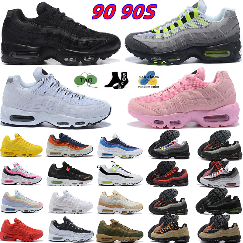 

Running Shoes Airmax 90 95s OG Triple Black White Grey Light Charcoal Midnight Navy Speed-Lacing Mens Women trainer Sports Airmaxs Sneakers, 41 man 40-46