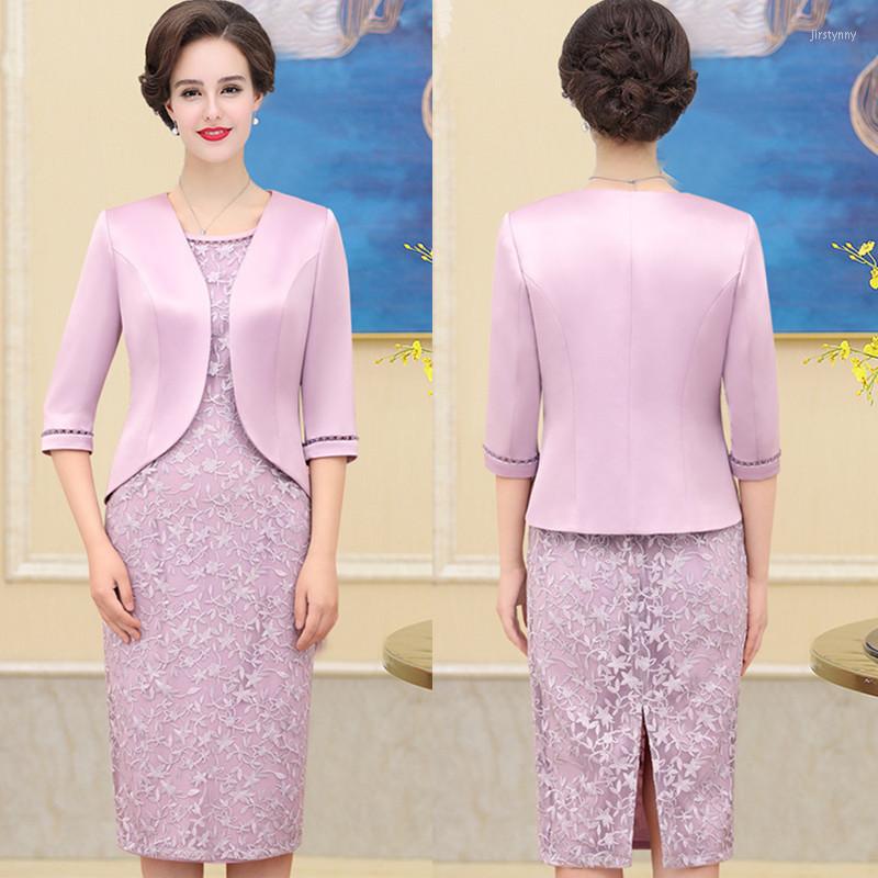 

Work Dresses Dress Suits For Mother Of Bride Luxury 2 Piece Set Short Blazer Jacket Bead Lace Wedding Formal Wear Clothes Female, Purple