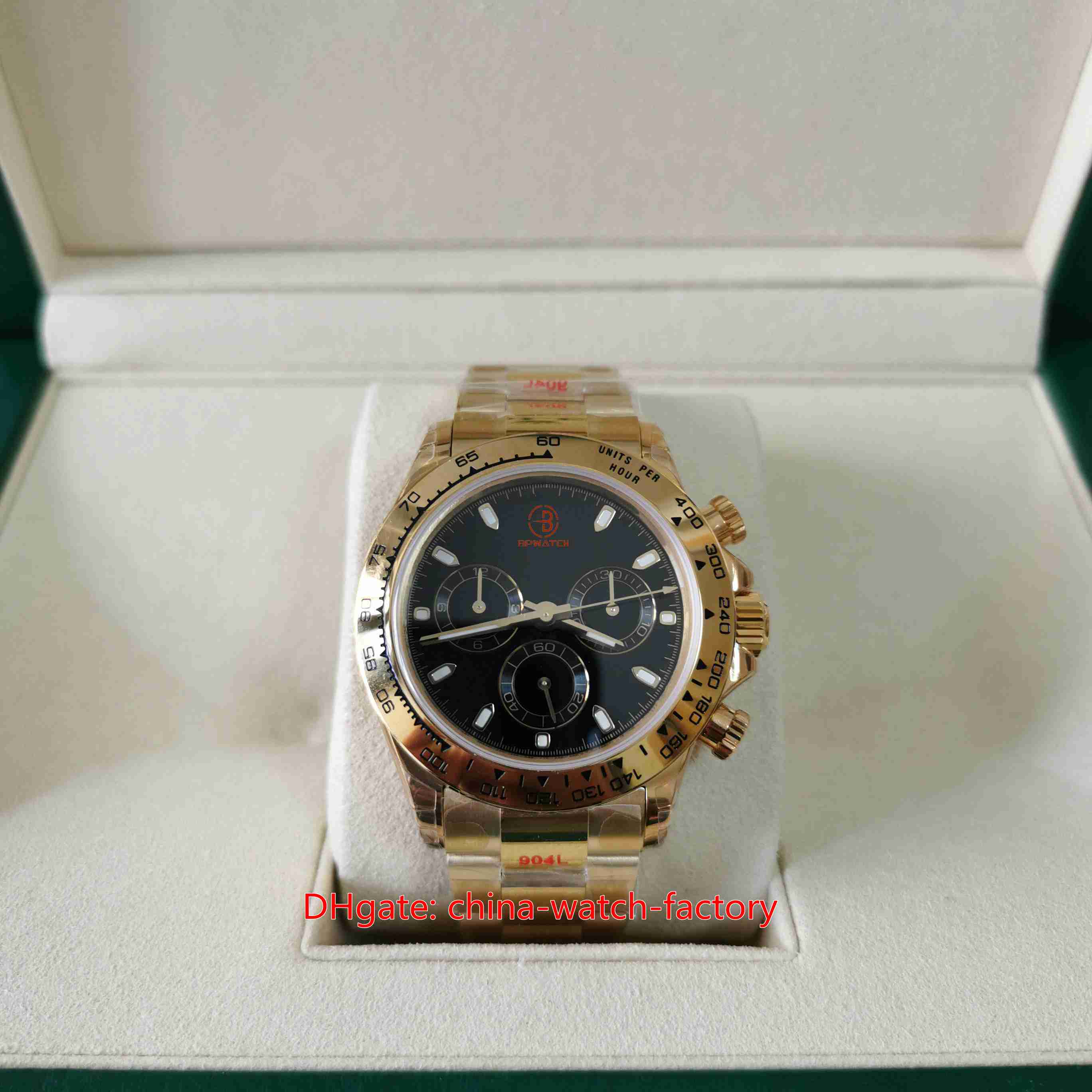 

Better Quality Mens Watch JHF Maker 40mm 116508 Chronograph Stopwatch Watches Black Dial 18k Yellow Gold CAL.4130 Movement Mechanical Automatic Men's Wristwatches, No box papers