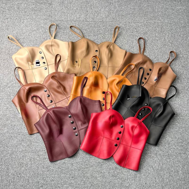 

Women' Vests Woman Motorcycle Real Leather Vest Autumn Female Sleeveless Jacket Waistcoat Ladies Slim Casual Coat G211, Black
