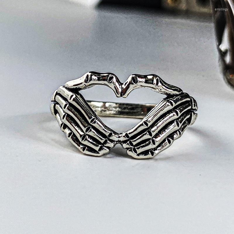 

Cluster Rings Fashion Simple Hell Ghost For Men And Women Holiday Gift Ancient Silver Color  Index Ring Punk Jewelry Accessories
