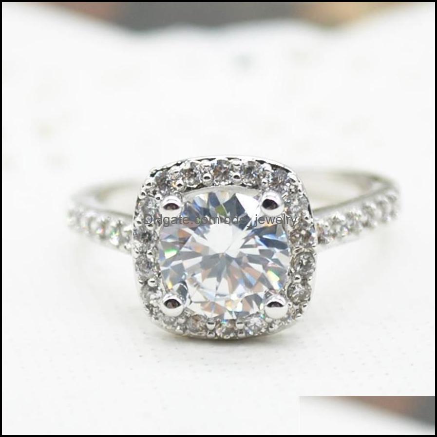 

Wedding Rings Classic Shiny Big Square Crystal Zircon Ring Wedding Rings For Women Lady Fashion Jewelry Size 5 6 7 81296M Drop Delive Dhk78