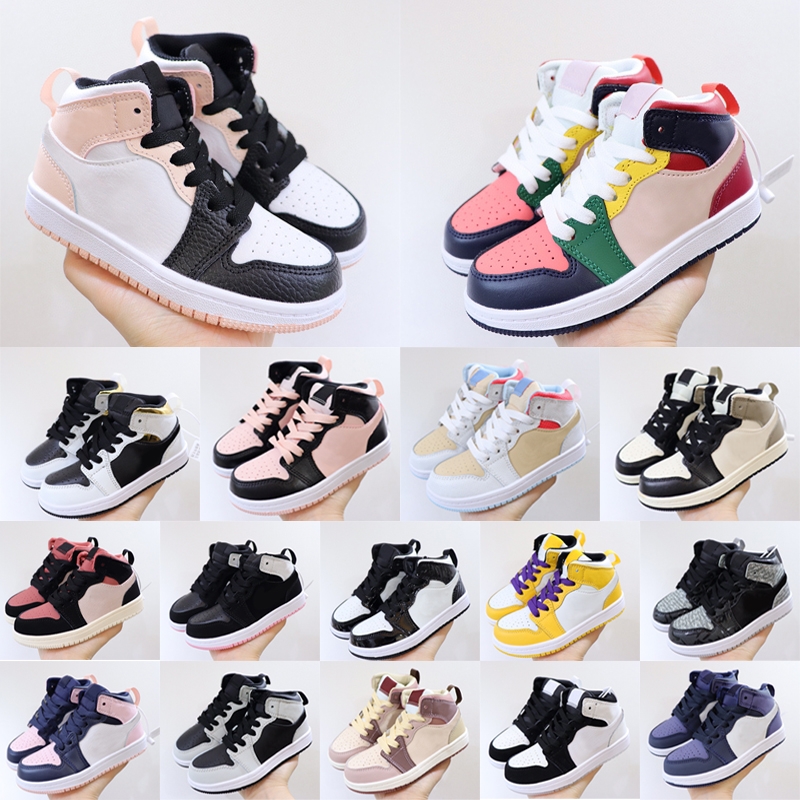 

Kids Shoes jumpan boots 1S toddler Obsidian Chicago Red Blue Patent Leather Sneakers, Without box