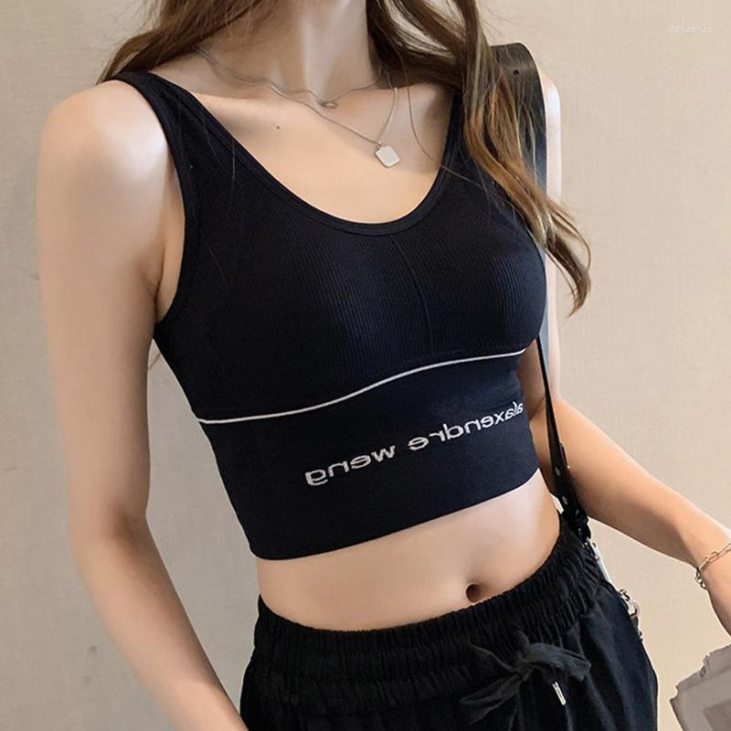 

Bustiers & Corsets Sports Bra Women Fitness Tops Seamless Padded Gym Crop Top Push Up Easy Sport Bralette, Black