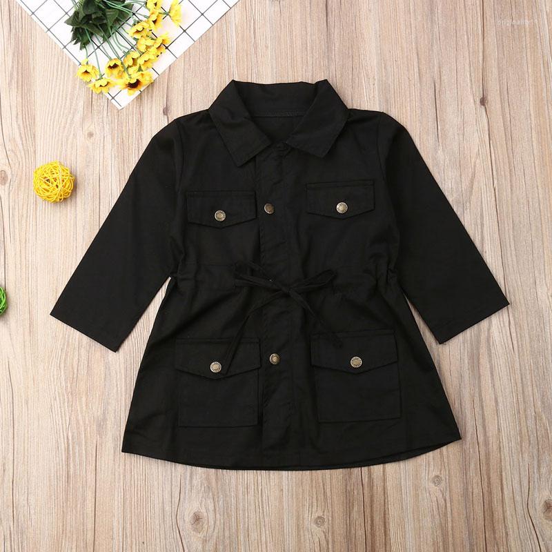 

Coat Focusnorm Winter Baby Girls Jacket Kids Warm Outerwear Children Long Sleeve Turn-down Collar Solid Trench Dress