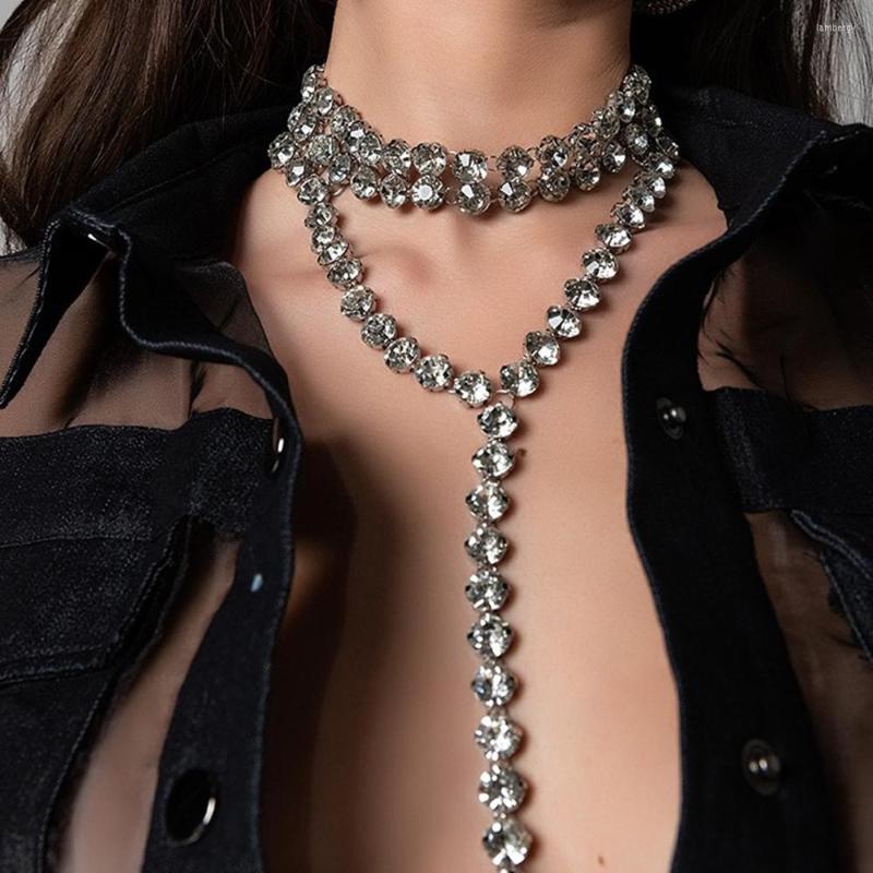 

Choker Stonefans Vintage Y Shape Rhinestone Necklace Chain For Women Wedding Accessories Luxury Crystal Jewelry Gifts