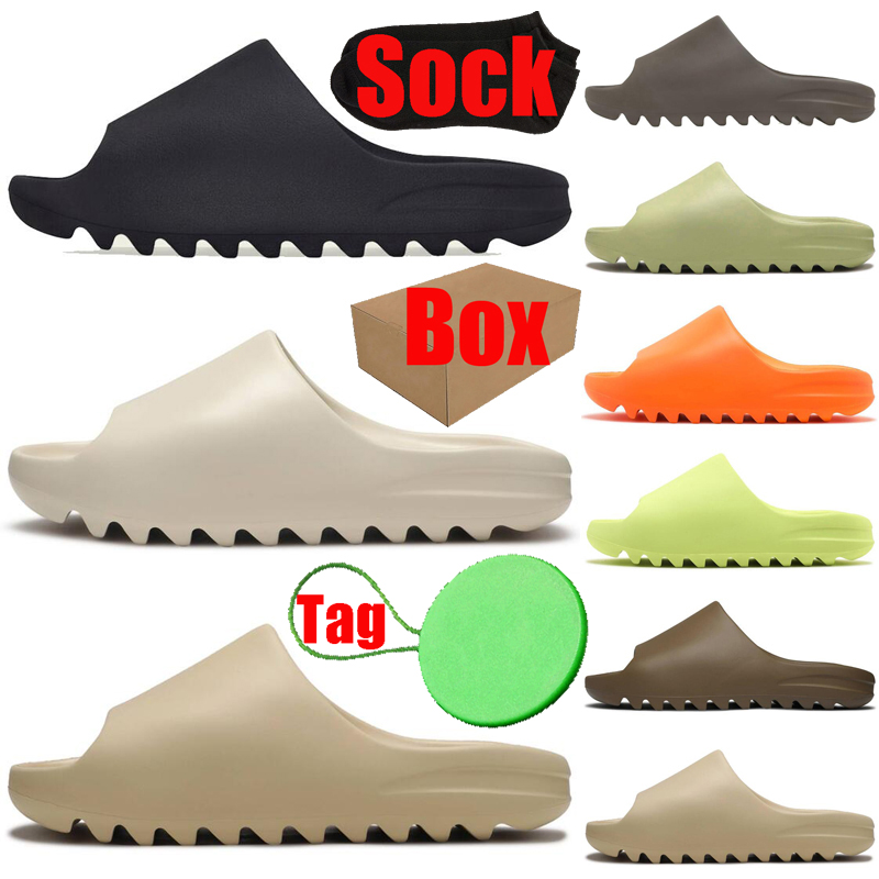 

With Box Designer men women sandal slippers sliders sandals Onyx Ochre Bone Soot Desert Sand shoes pantoufle mens womens slides slipper trainers runners size 36-45, #4 glow green