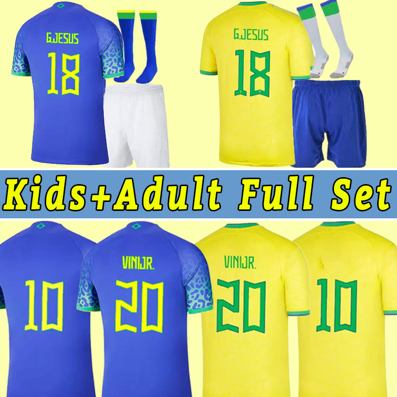 

2022 soccer jersey Camiseta de futbol brazils world 2023 cup football shirt NEYMAR JR VINI SILVA brasil 22 23 maillot de foot full set kits men kids adult, Away+patch