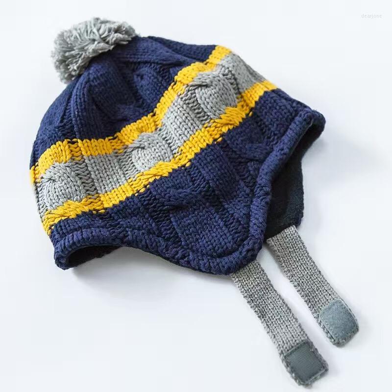 

Hats 2022 Soft Cotton Toddler Hat Cute Baby Embroidery Crochet Beanies Kids Fall Winter Cap Handmade Windproof Earmuff, Blue