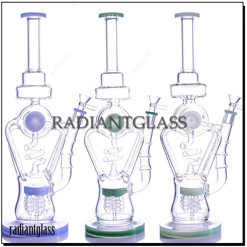 

Hookahs Recyclers Glass Bong Two Arm Octopus Perc Bongs 5mm thick smoking water pipe with 14mm glass bowl