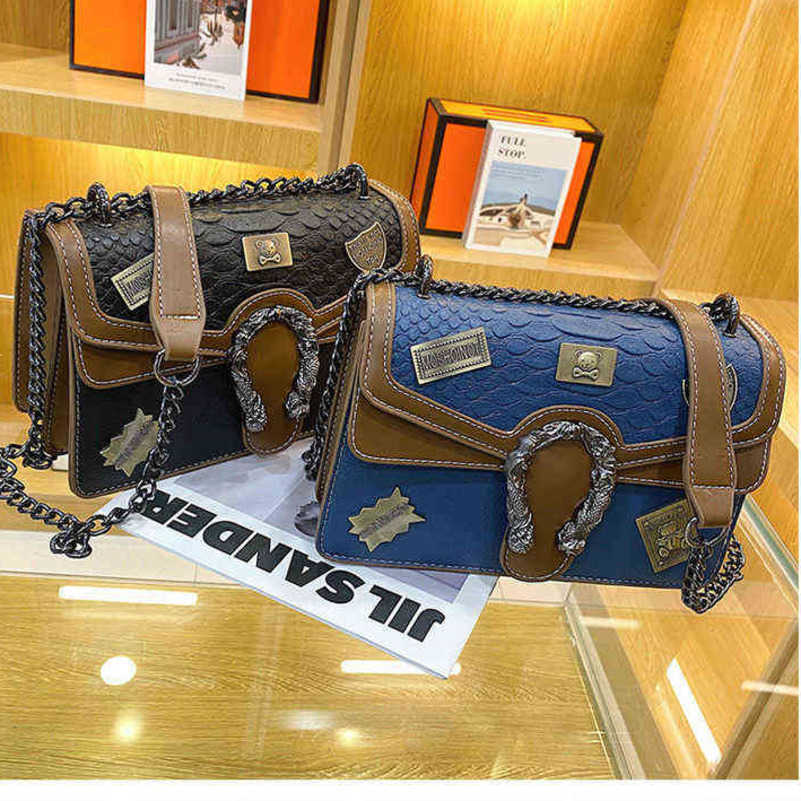 

Handbags Outlet texture women's 2022 new crocodile leather diagonal versatile chain one shoulder small square bag, Beige