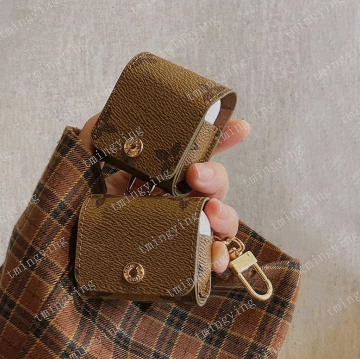 

Designers Headphone Accessories Leather Cases For AirPods 1 2 3 Pro New Protective Cover Apple Airpod Shell Earphone protector Case Keychain Chain Strip Bag