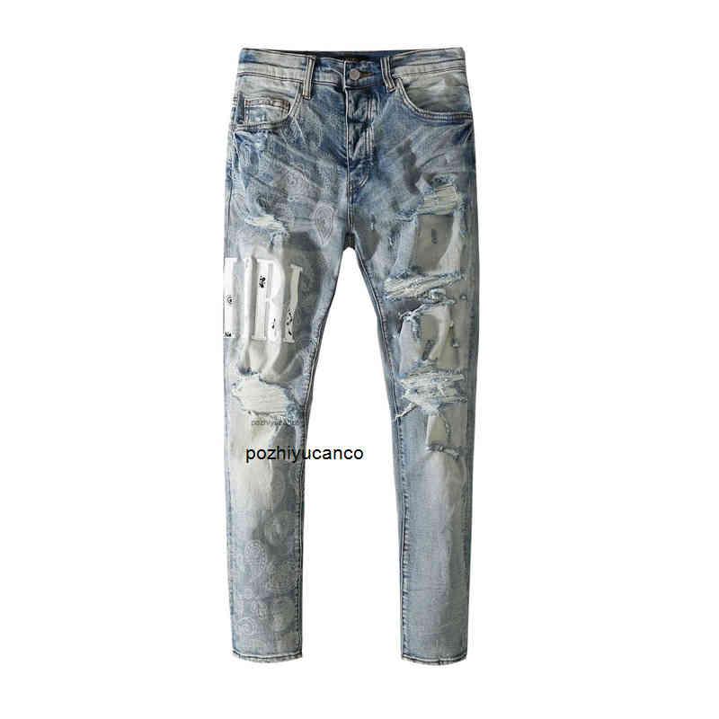 

amirs designer amirs 's summer new style high-end leisure versatile slim fit pierced men's jeans Hip Hop, Style 13