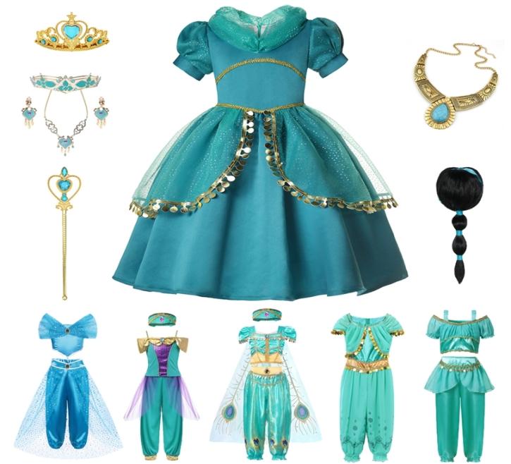 

Jasmine Dress UP Aladdin Princess Girl Fancy Costume for Kids Baby Halloween Cosplay Party Clothing Birthday Gift 2205192775739, Jasmine 23