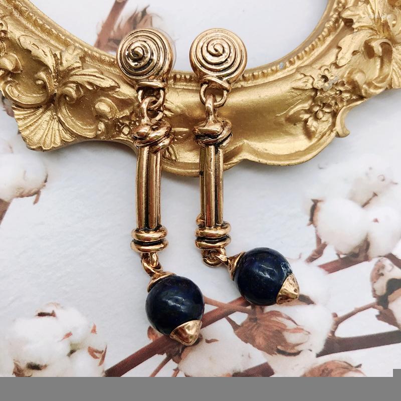 

Stud Earrings Long Beads Charm Metal Retro Simple Ear Jewelry Modern
