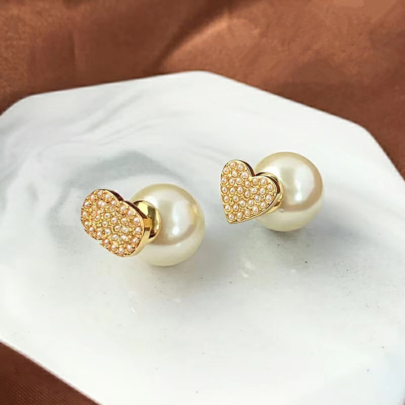 

Fashion pearl Letter Charm Titanium steel earrings designer for women stud luxury jewlery love gifts woman girl gold silver rose gold