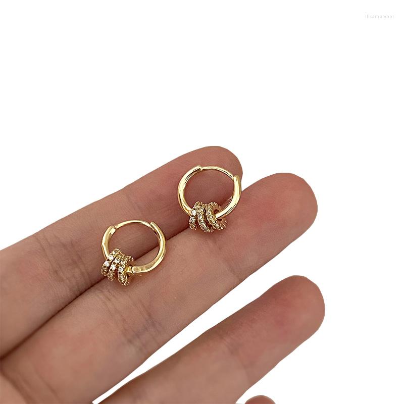 

Hoop Earrings Rhinestone Layered For Women Girl Minimalist Gold Color Alloy Circle Hollow Statement Party Jewelry