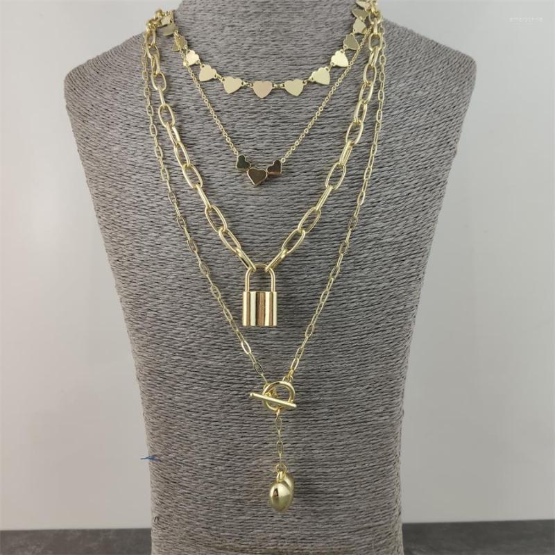 

Choker Punk Gold Heart Coin Pendant Necklace For Women Cuban Multilayered Chunky Thick Chain Necklaces Gothtic Jewelry