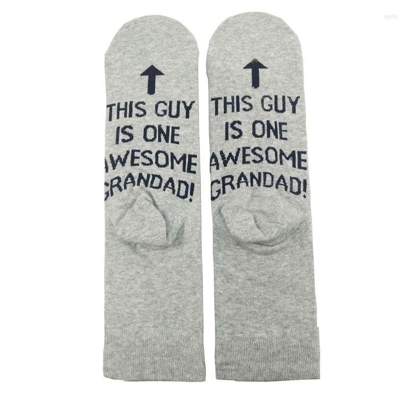 

Men's Socks Men Funny Long Crew Unisex This Guy Is One Awesome Dad Letters Printing Combed Cotton Ribbed Knitted Hosiery Fathers Gifts