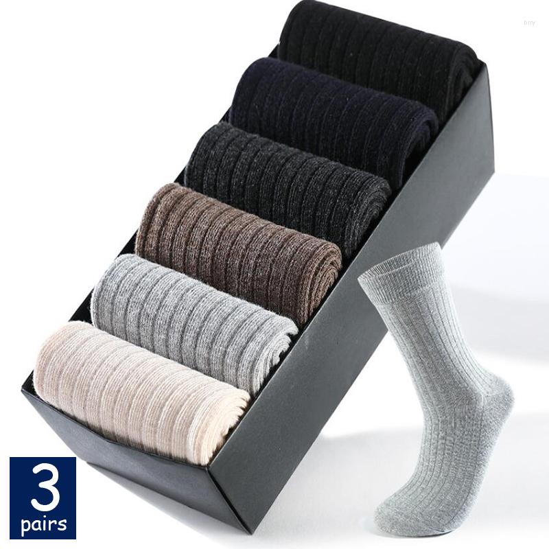 

Men's Socks 3pairs Cotton Men's Winter Stripe Long Warm Casual Business Male Crew High Quality Calcetines Medias, Navy 3pairs