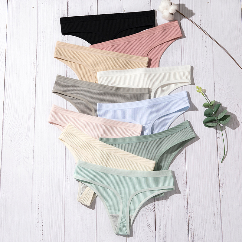 

Women's Shorts Panties Cotton Women Underwear Sexy Panties Female Underpants Thong Solid Color Pantys Lingerie Low-Rise G-String, Multi