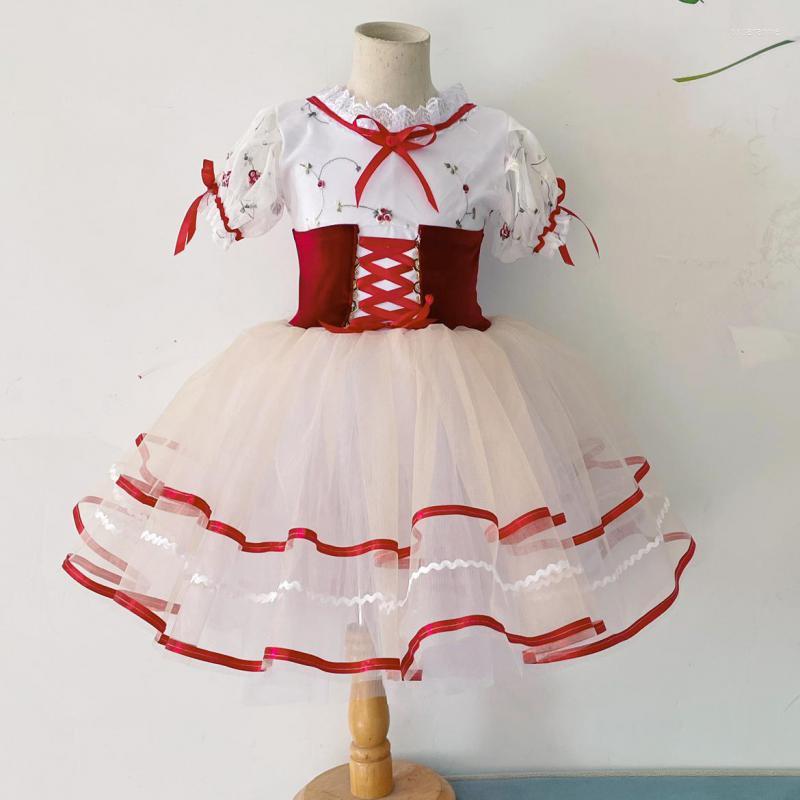 

Stage Wear Giselle Ballet Dress Professional Romantic Costume Children Girl Long Skirt Wine Red Classical Tutu Girls, Picture color