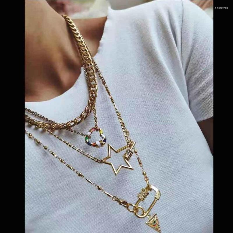 

Choker 2022 Trendy Jewelry Gift Bohemian Gold Necklaces For Women Multilayer Fashion Star Pendants Necklace Portrait Chokers