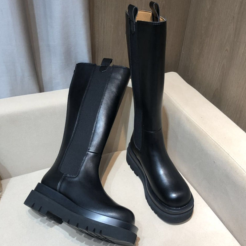 

New Boots Designer Luxury Long Waterproof rubber Genuine Calfskin Soft Midsoles Shoes make your legs look slimmer Size 34-40, Green