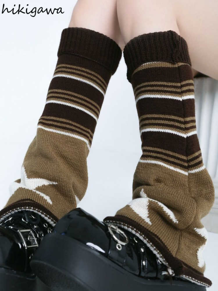 

Socks Hosiery Japanese Lolita Sweet Girl Striped Leg Warmer Knit Socks Wool Ball Knitted Foot Cover Cosplay Women Autumn Winter Heap Sock T221107, Photo color